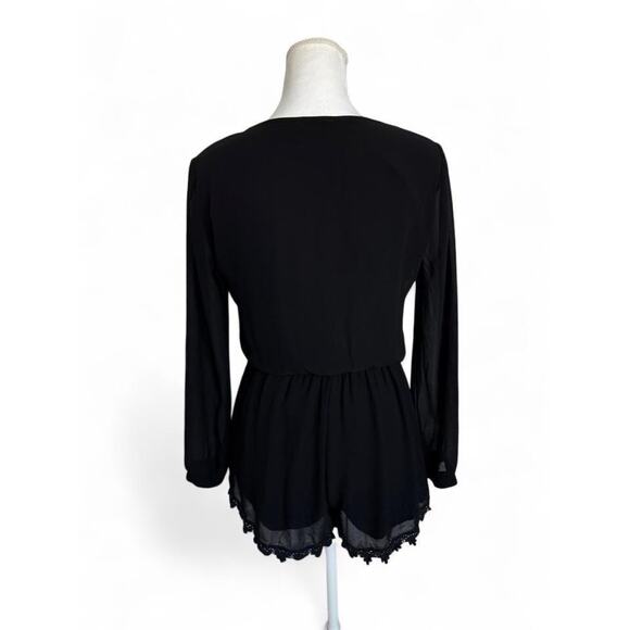ASTR The Label Roseanne Pleated Black Romper | Small - Picture 3 of 5